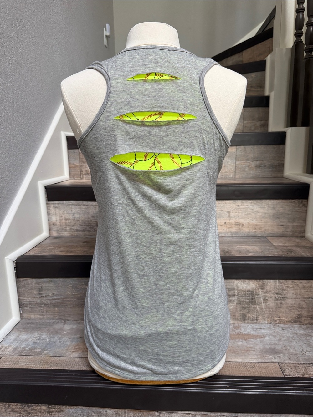 NWOT - SMALL L&B Neon Yellow Softball Graphic Tank, can sublimation, sports tank